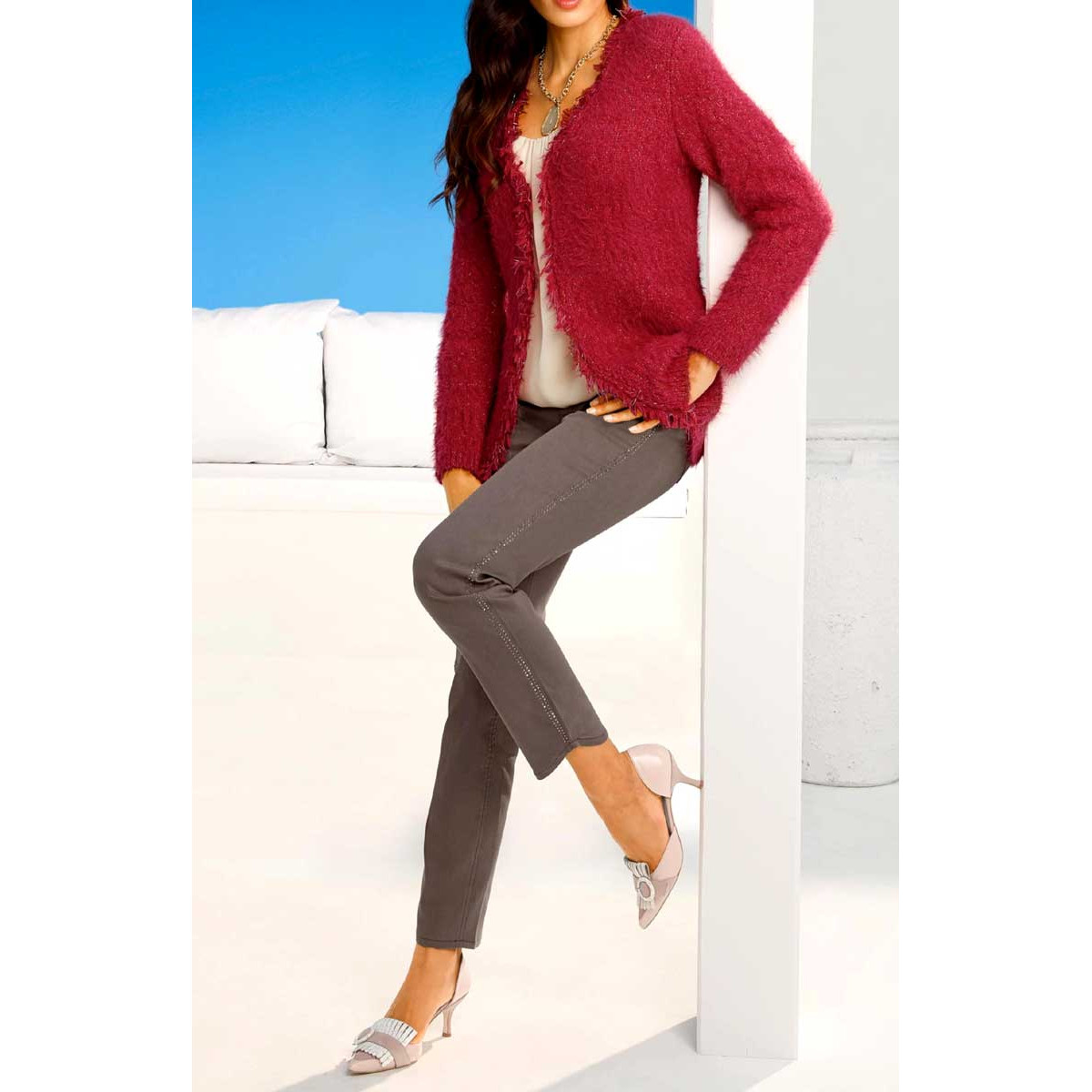 Designer-Kuschel-Strickjacke rot