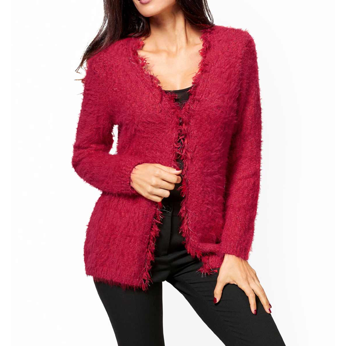 Designer-Kuschel-Strickjacke rot