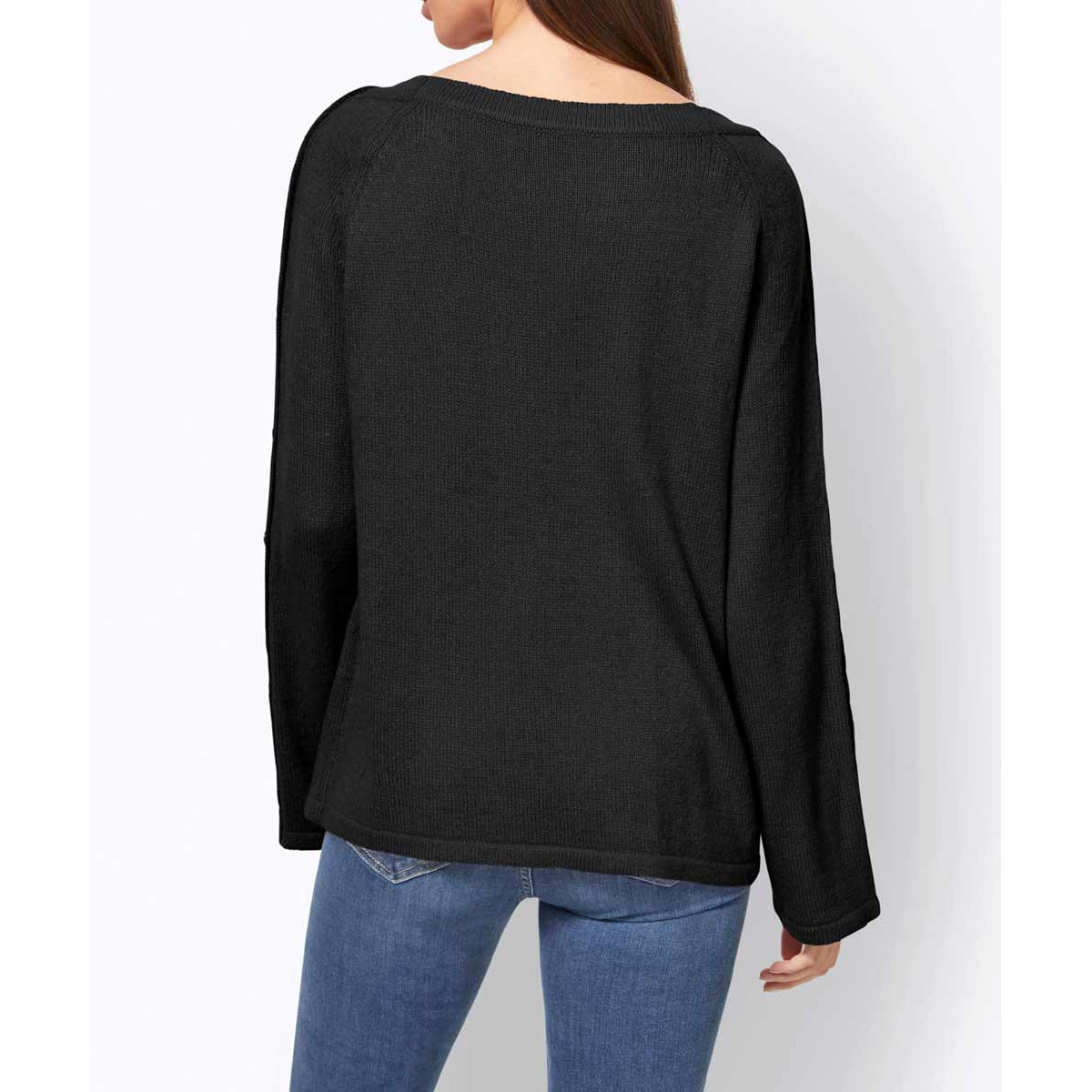 Designer-Pullover m. Vario-Schlitz schwarz