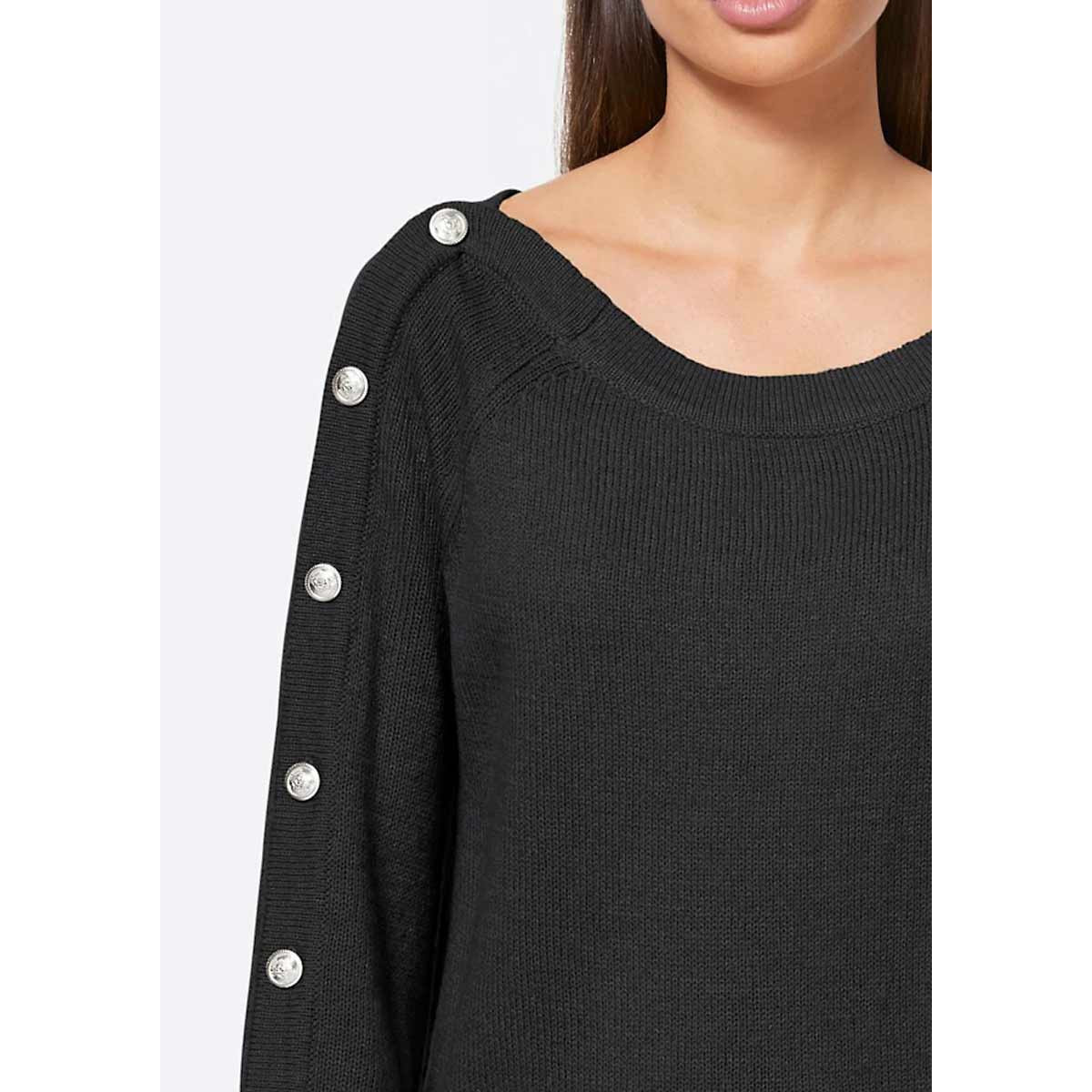 Designer-Pullover m. Vario-Schlitz schwarz