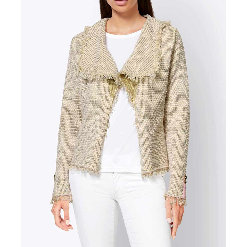 Designer-Strickjacke lindgrün-rosé