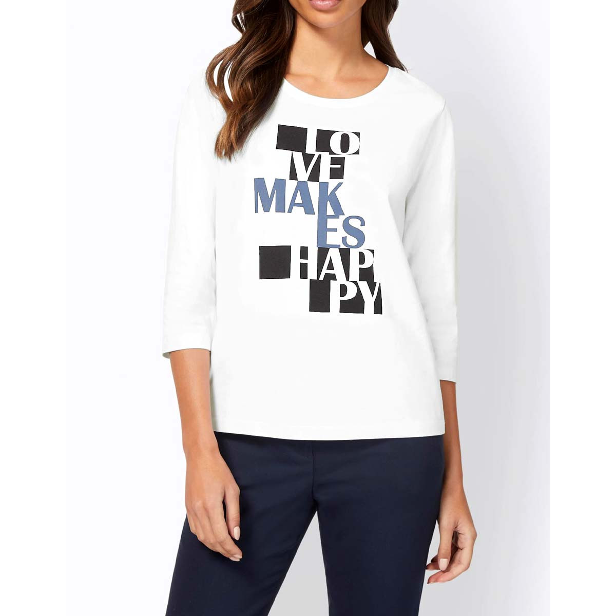 Designer-Shirt m. Druck-Dessin weiß