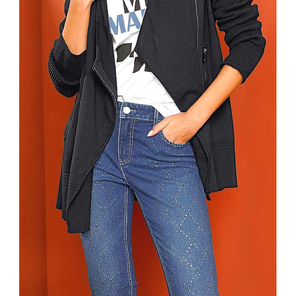 Designer-Jeans m.Schmucksteinchen blue