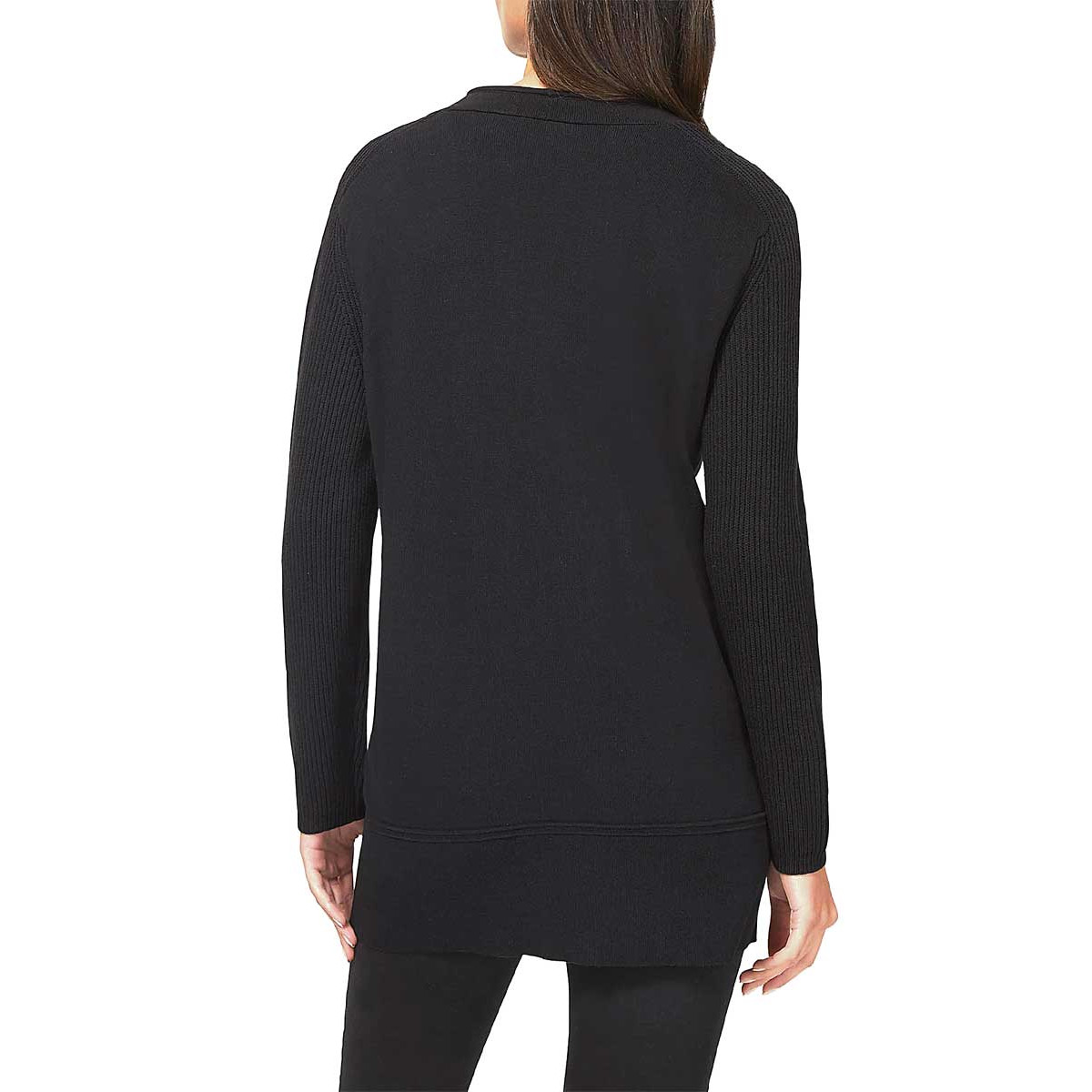 Designer-Reißverschluß-Strickjacke schwarz