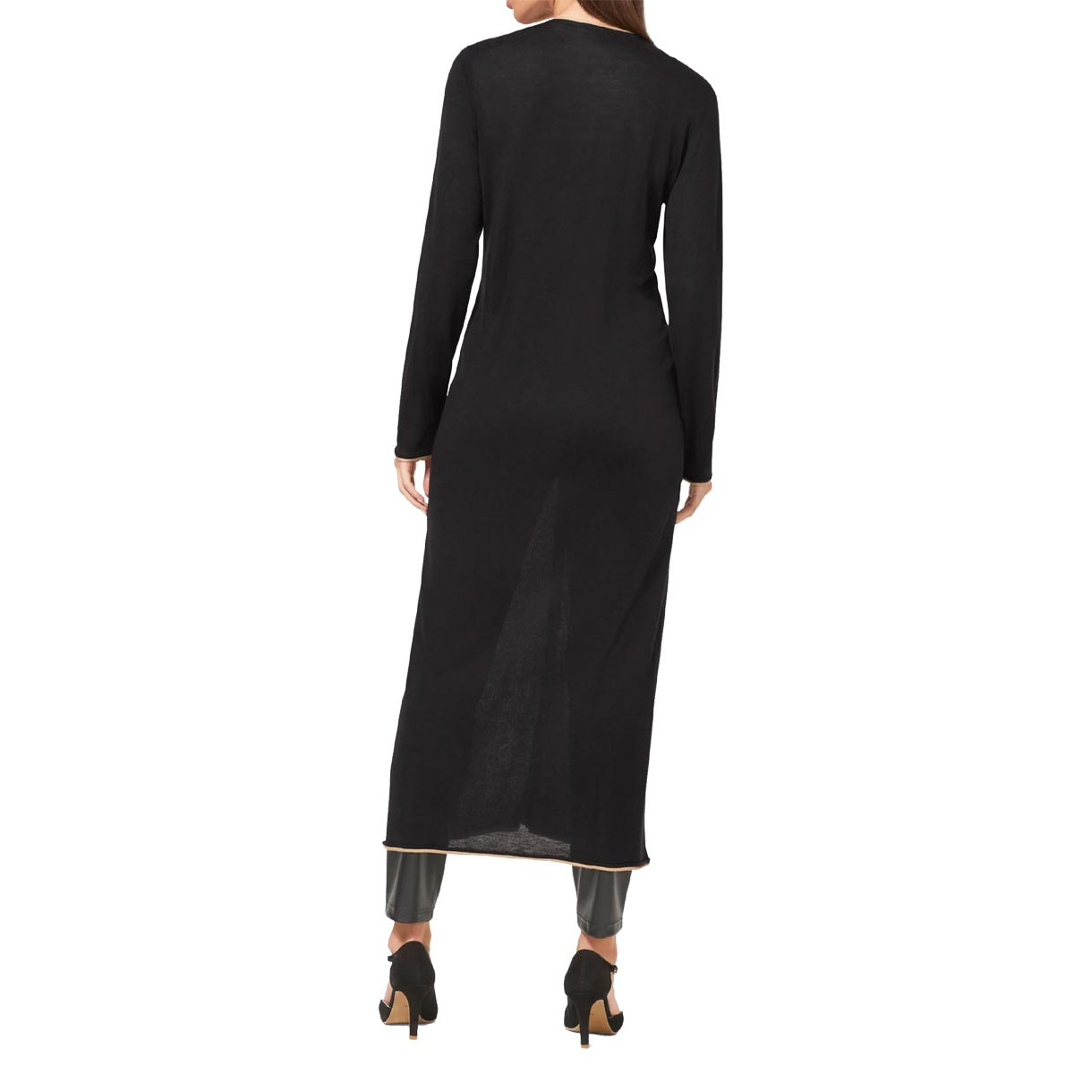 Designer-Feinstrickmantel schwarz-camel