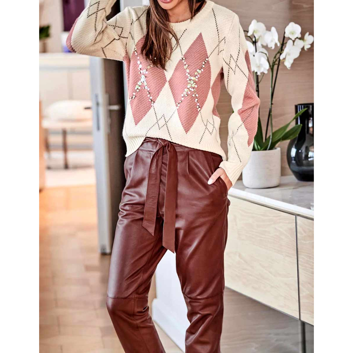 Designer-Pullover champagner-bunt