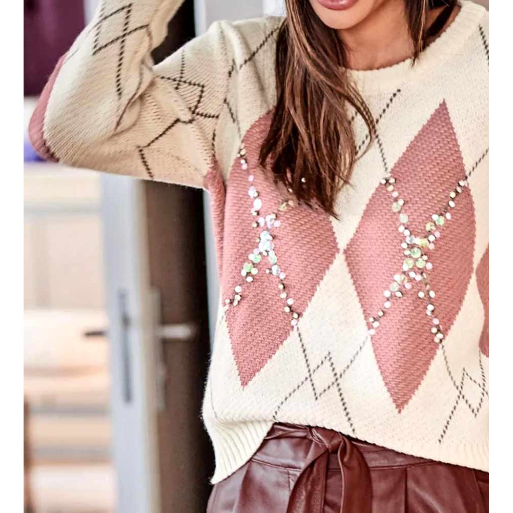 Designer-Pullover champagner-bunt