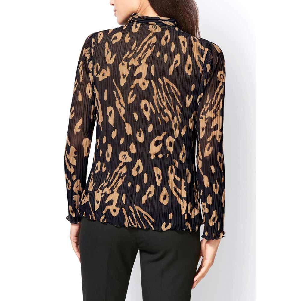Designer-Plisseeshirt schwarz-braun