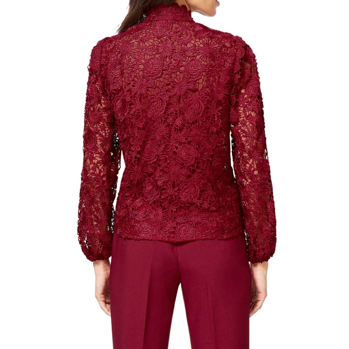 Designer-Spitzenbluse kirsche