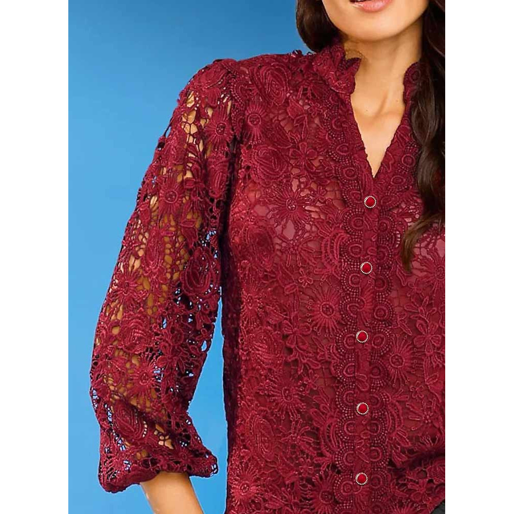 Designer-Spitzenbluse kirsche