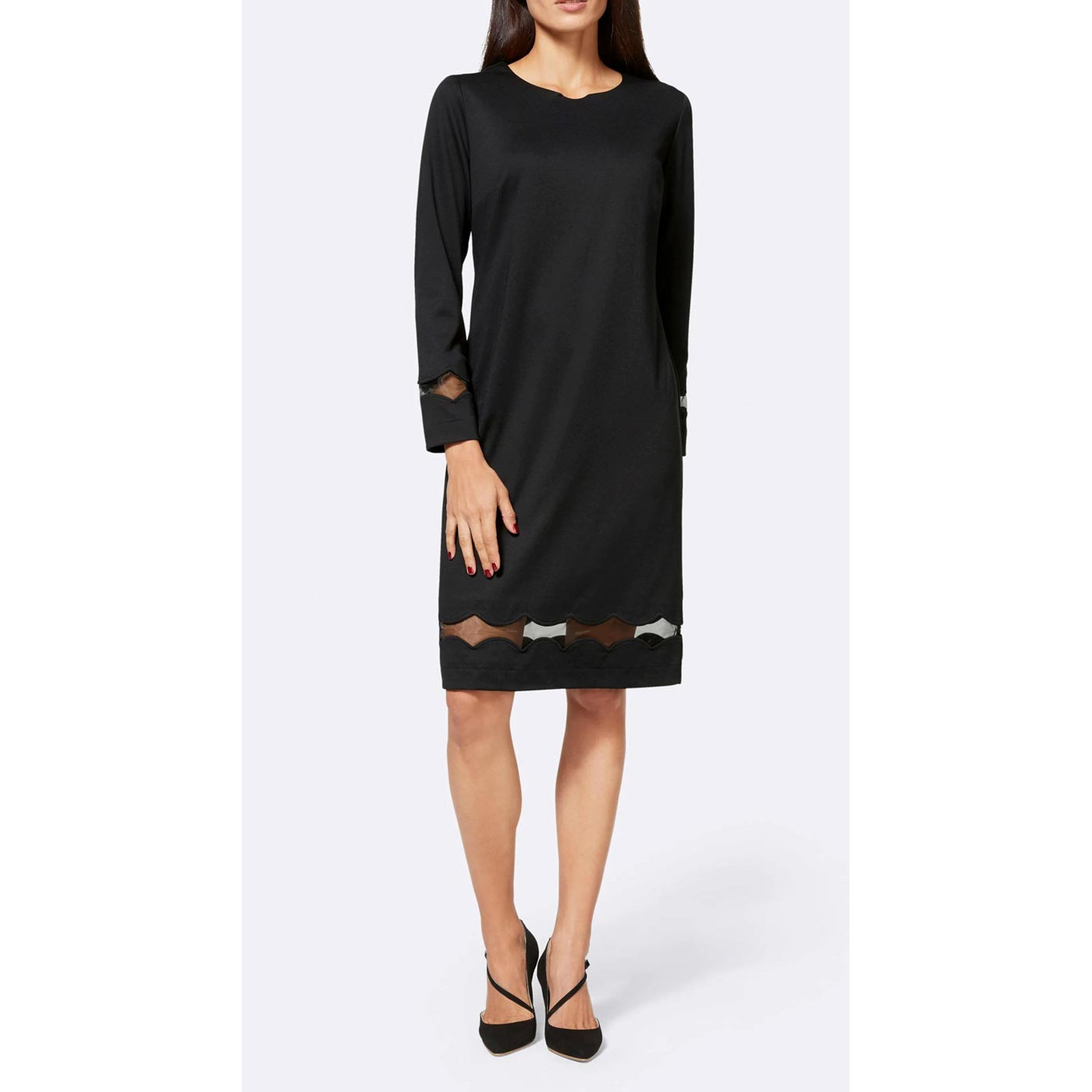 Designer-Jerseykleid m. Organza schwarz
