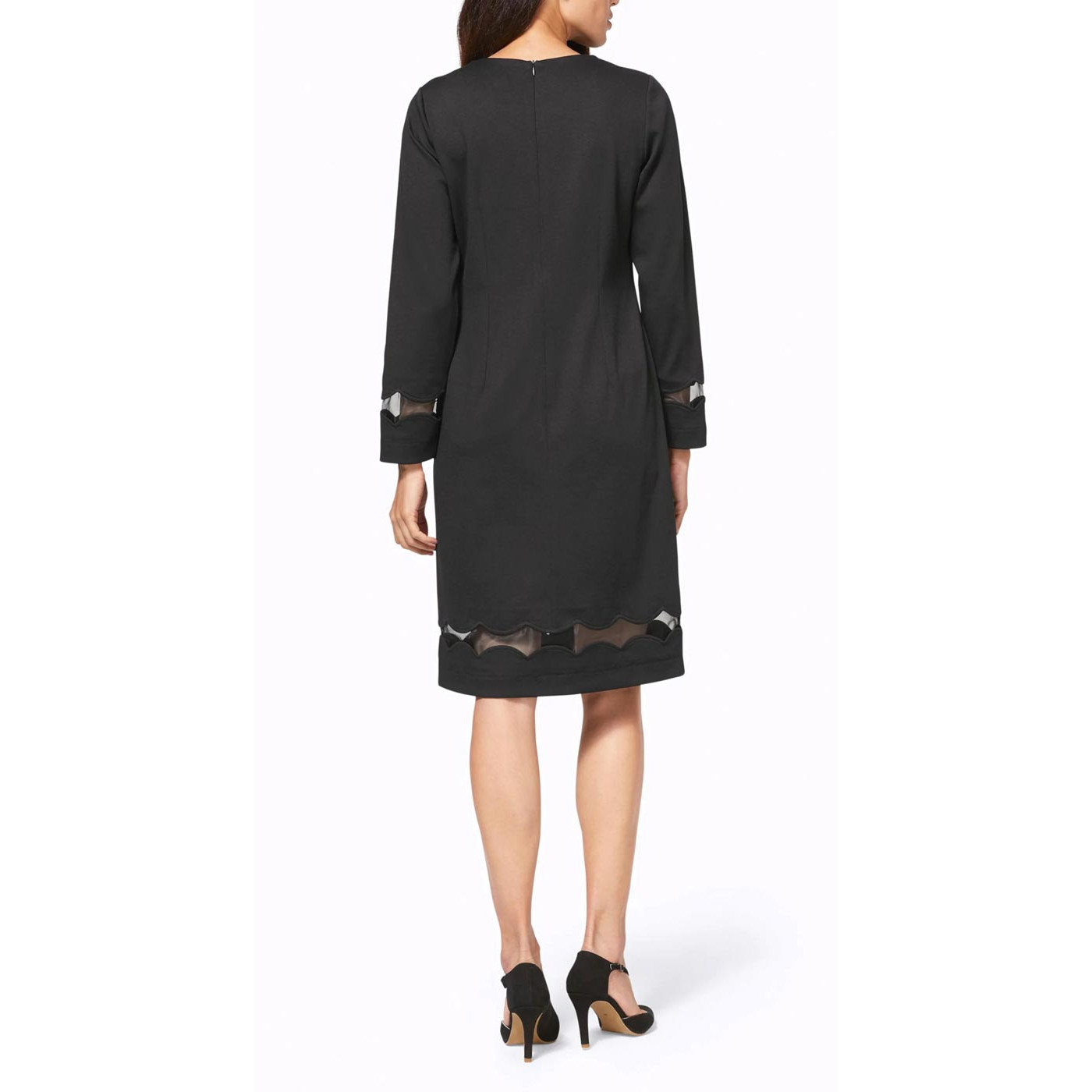 Designer-Jerseykleid m. Organza schwarz