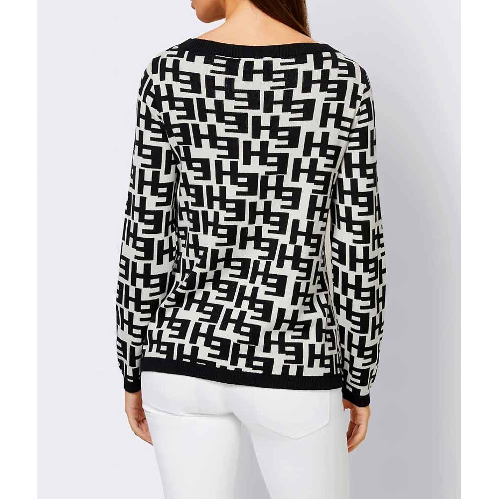 Designer-Pullover schwarz-ecru