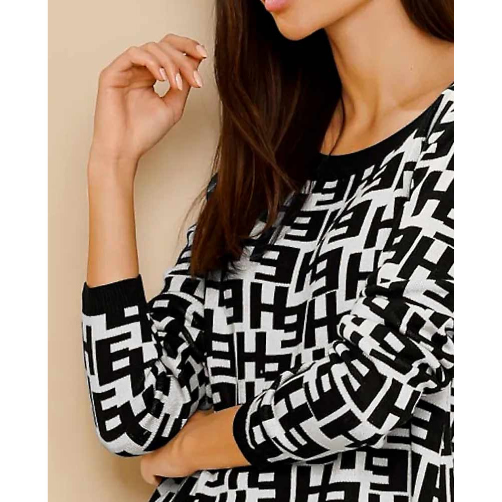 Designer-Pullover schwarz-ecru