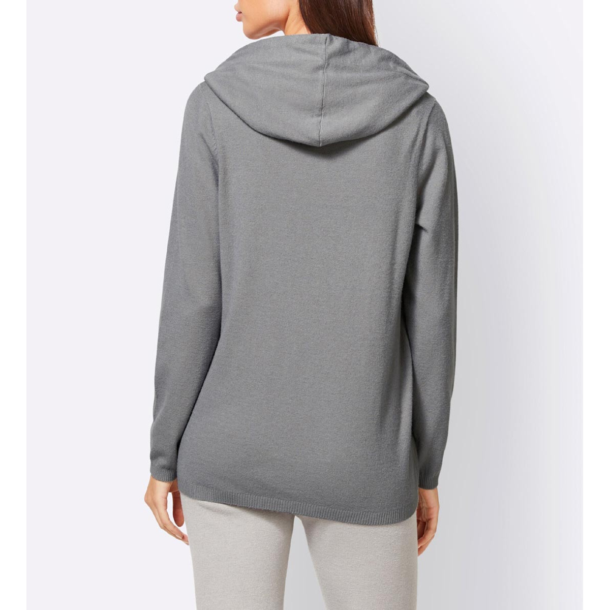 Designer-Kapuzenpullover m. Schriftzug grau