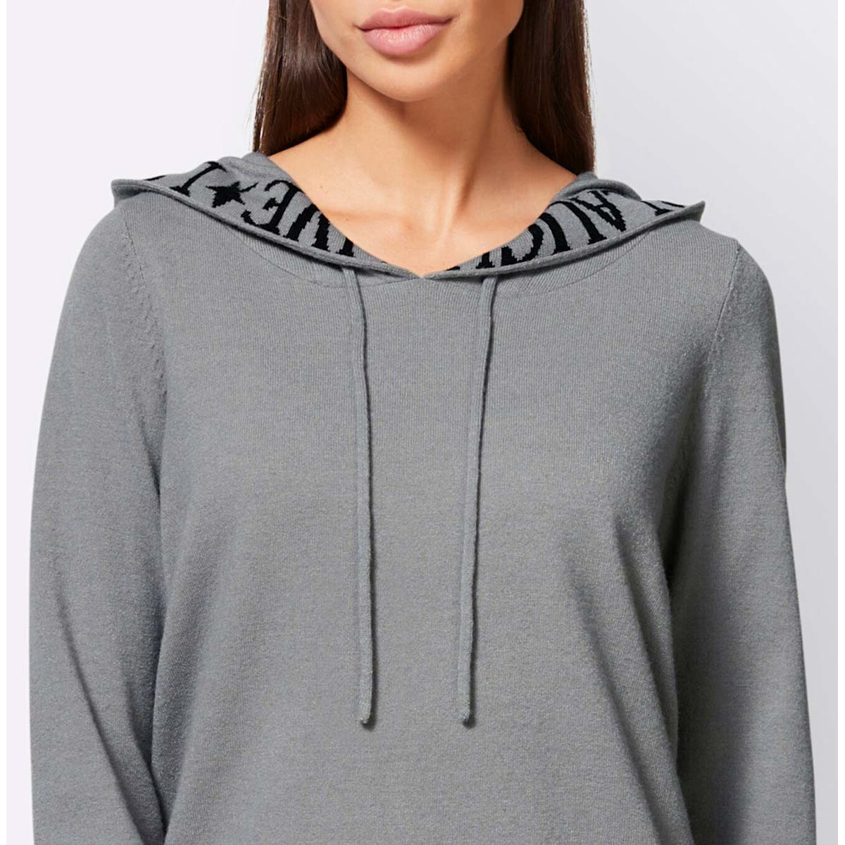 Designer-Kapuzenpullover m. Schriftzug grau