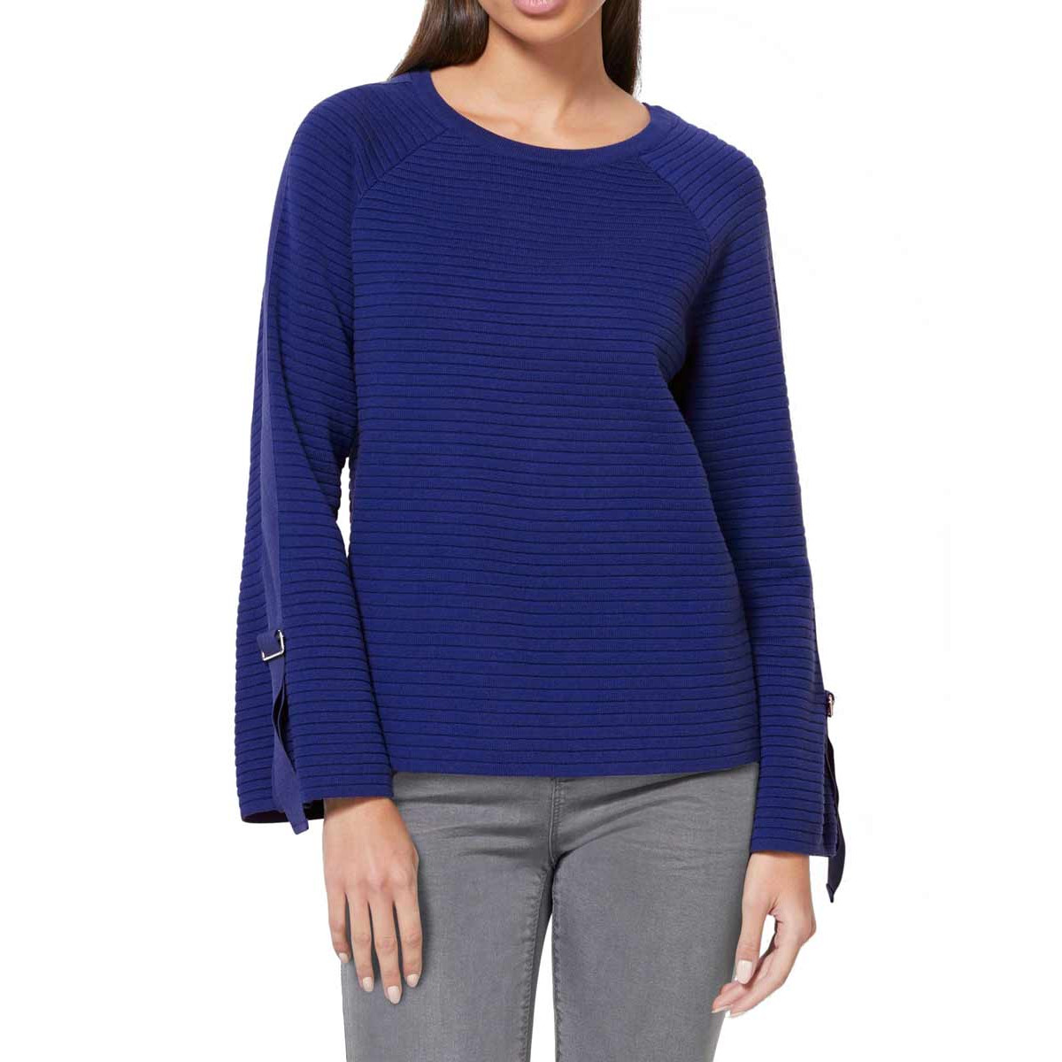 Designer-Rippenstrickpullover royalblau