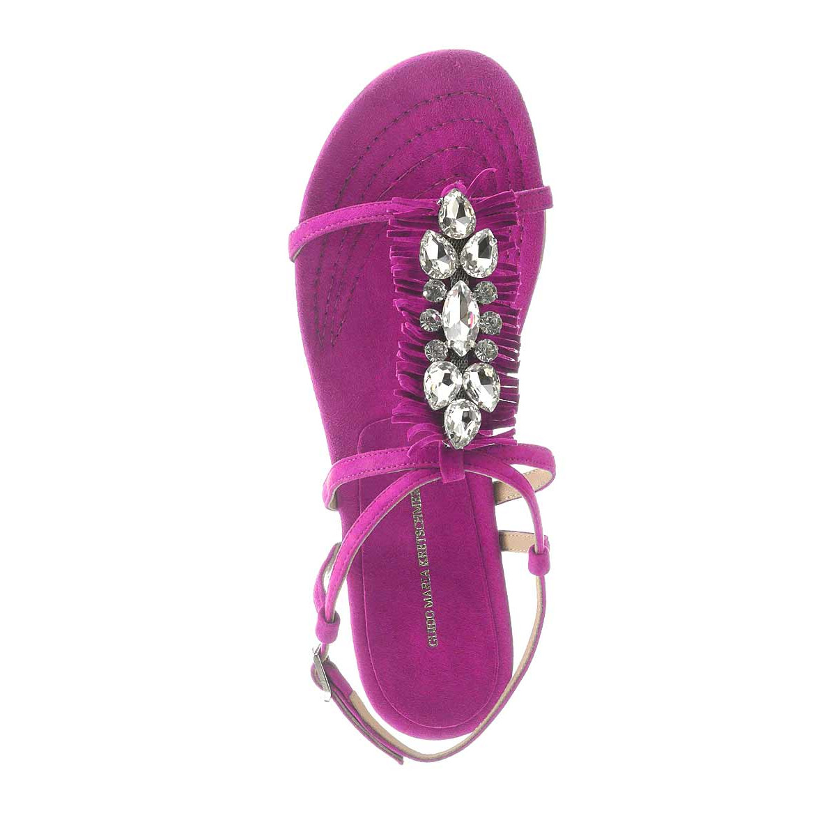 Designer-Velourslederdianette m. Strass pink