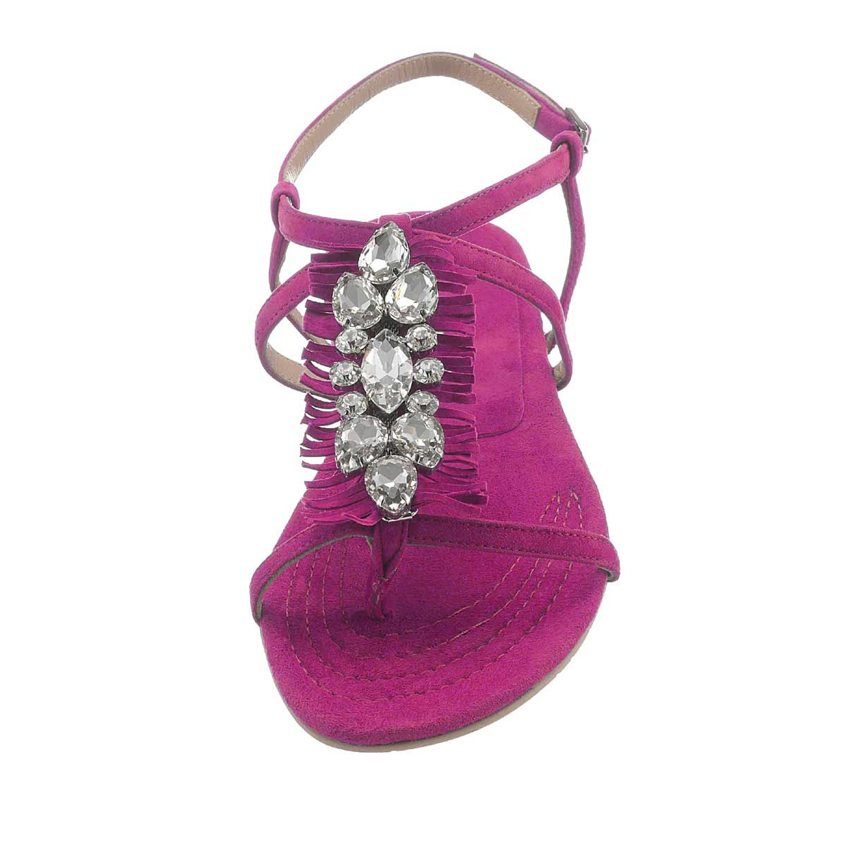 Designer-Velourslederdianette m. Strass pink