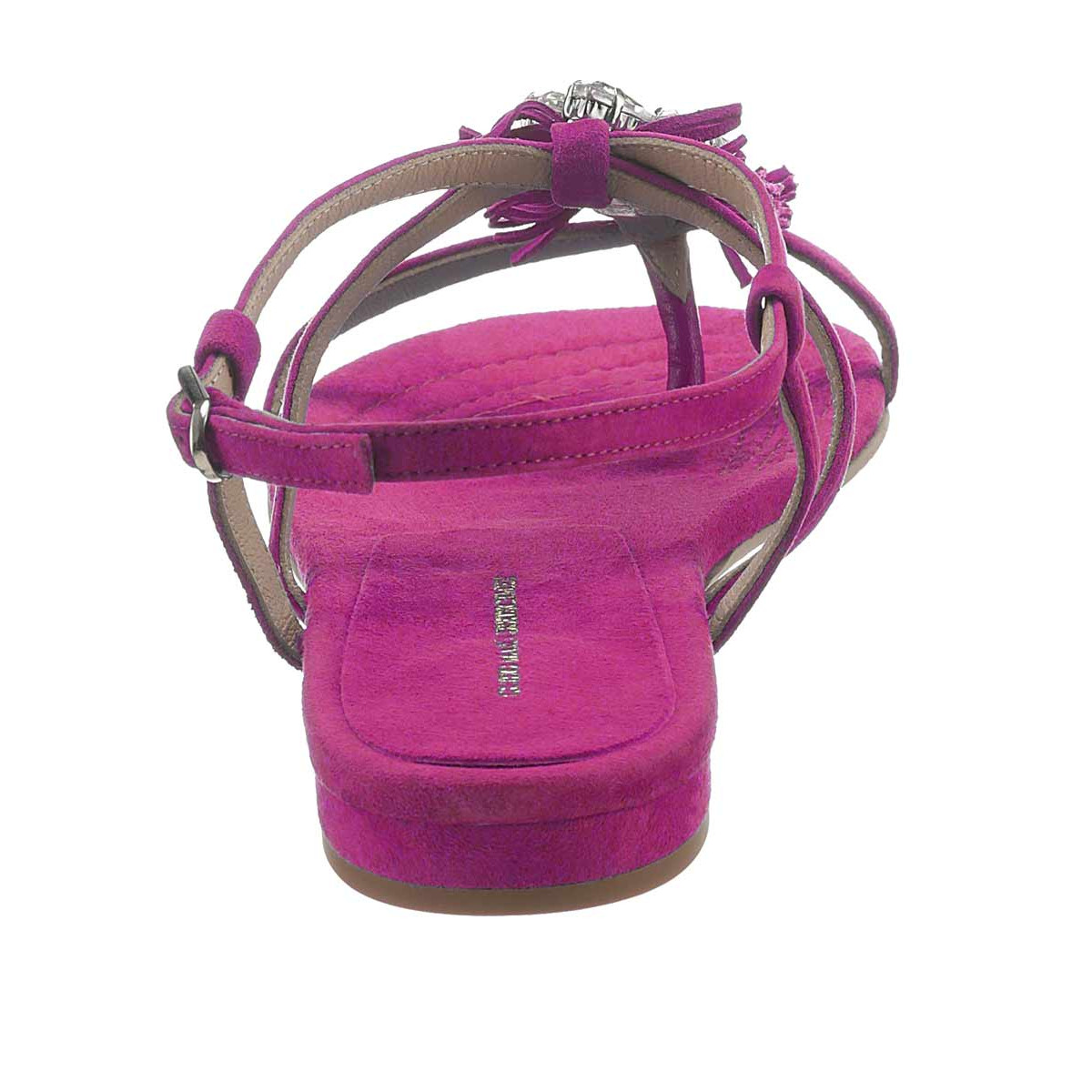 Designer-Velourslederdianette m. Strass pink