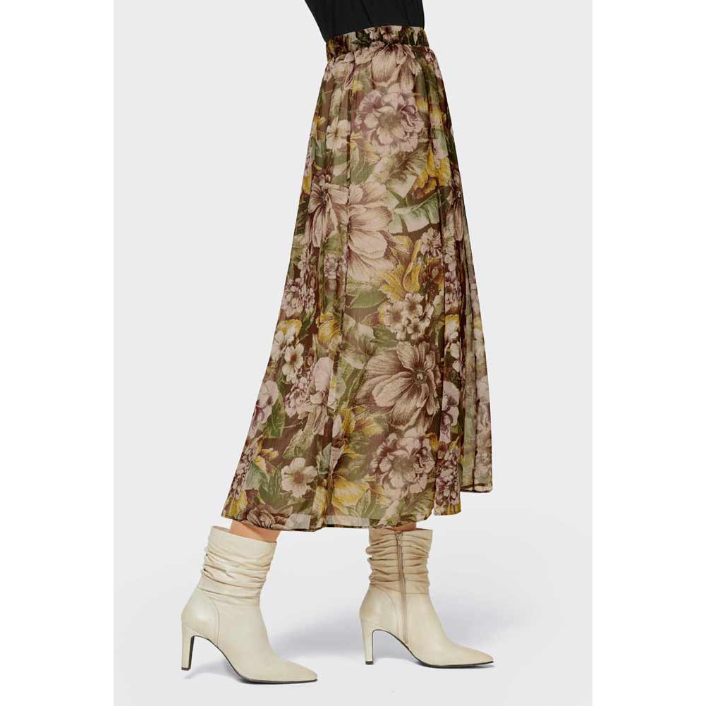 Designer-Druckrock camel-oliv-bedruckt