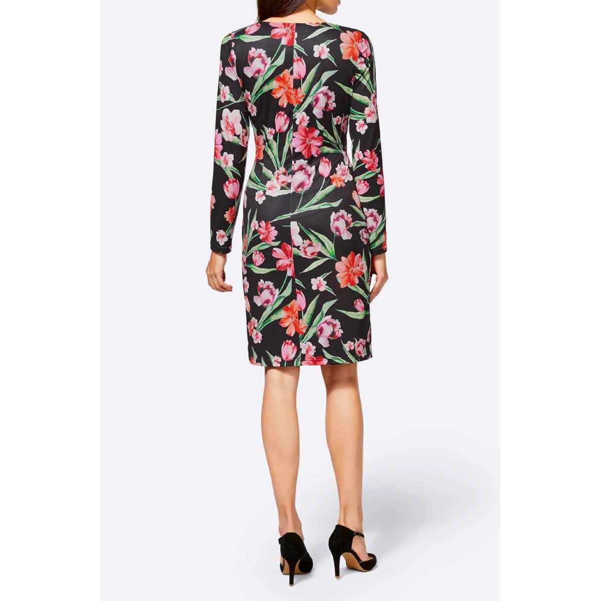 Designer-Jerseykleid schwarz-bunt