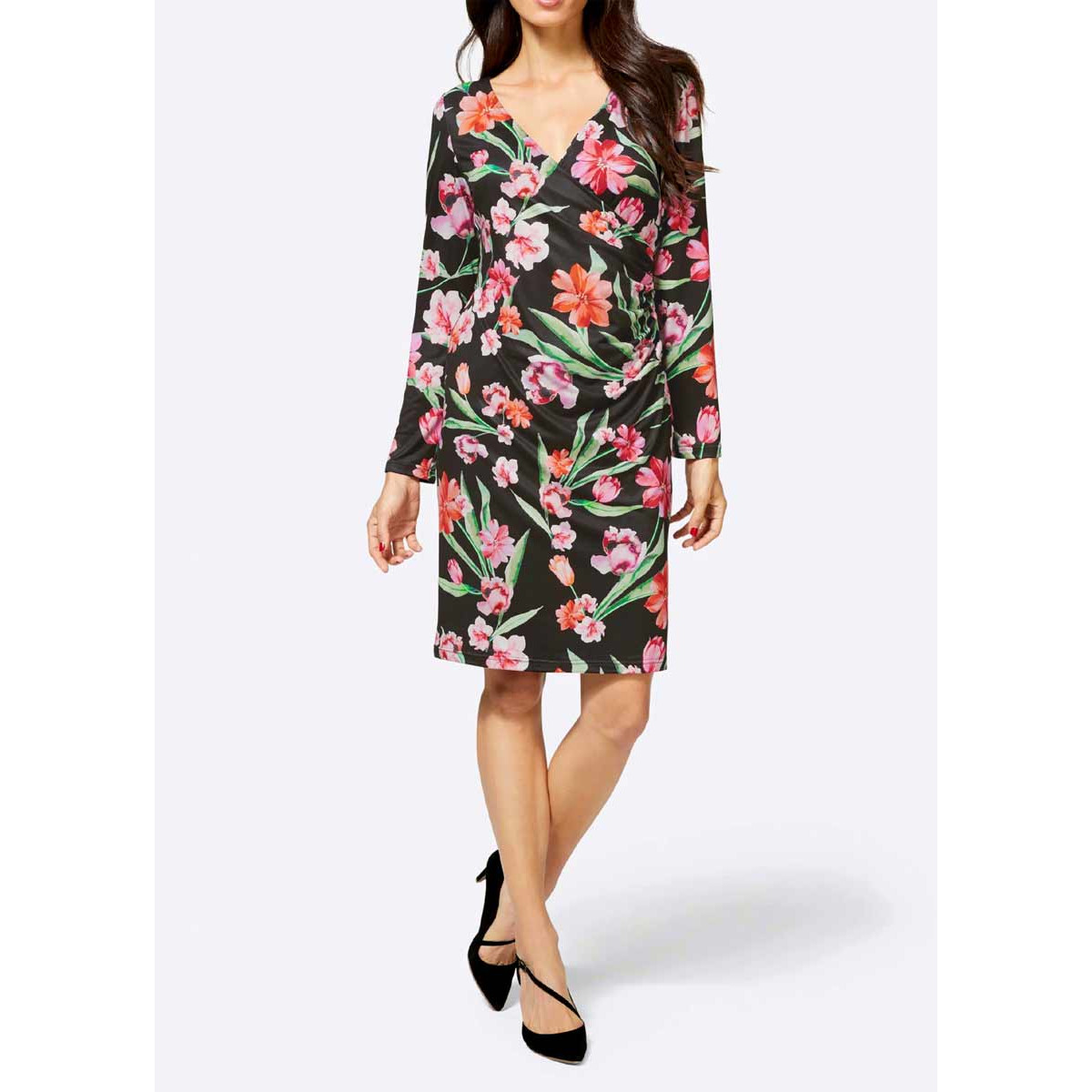 Designer-Jerseykleid schwarz-bunt