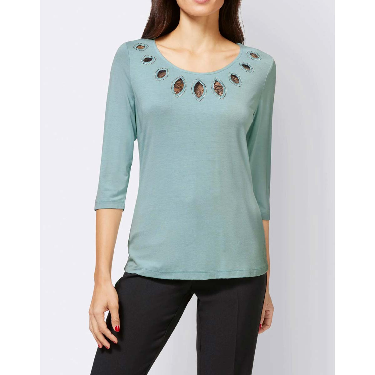 Designer-Shirt m. Cut-Outs kalkmint