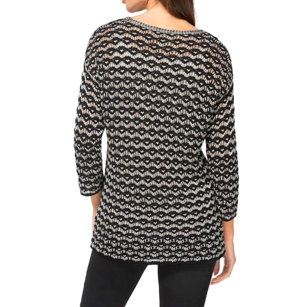 Designer-Pullover in Häkel-Optik schwarz-sand
