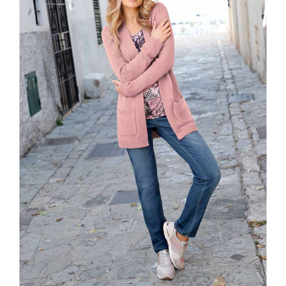 Jeans m. Stickerei blau-used