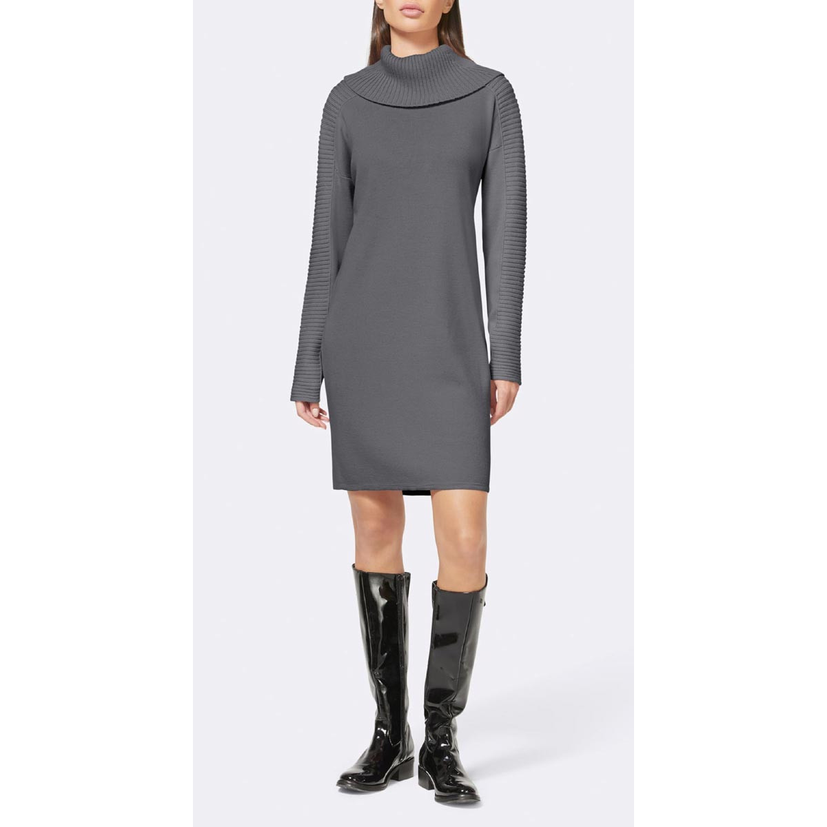 Designer-Strickkleid grau-meliert