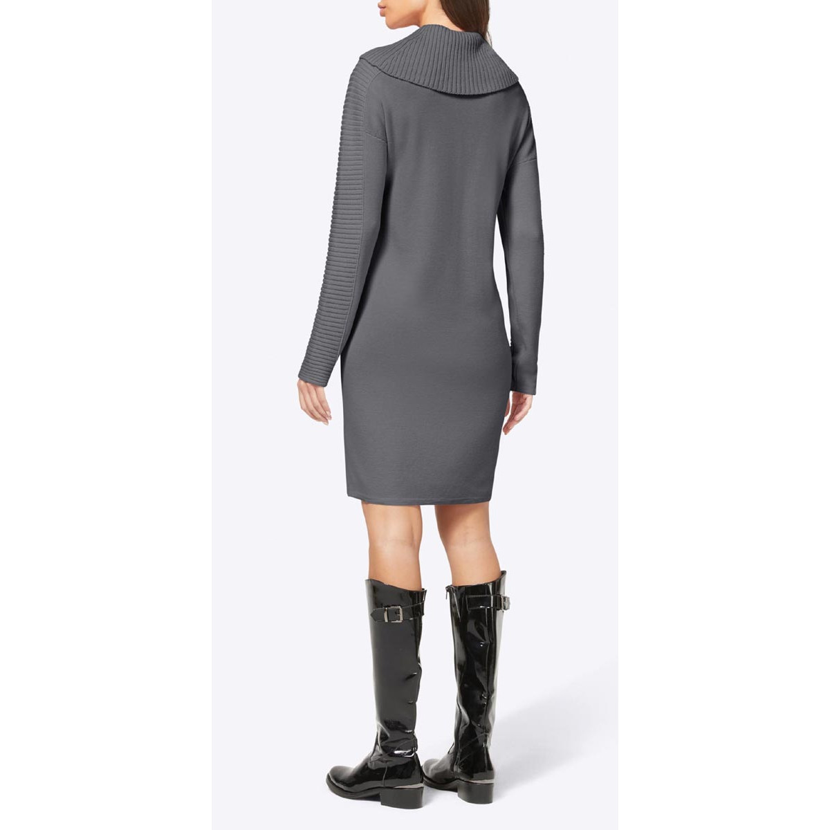 Designer-Strickkleid grau-meliert