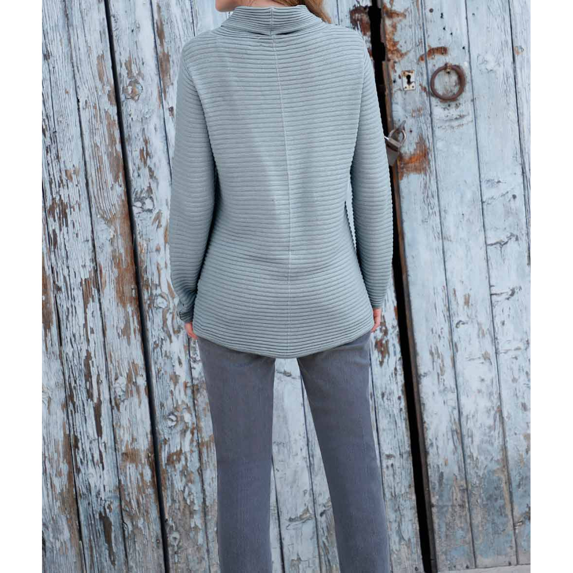 Rippenstrickpullover grau