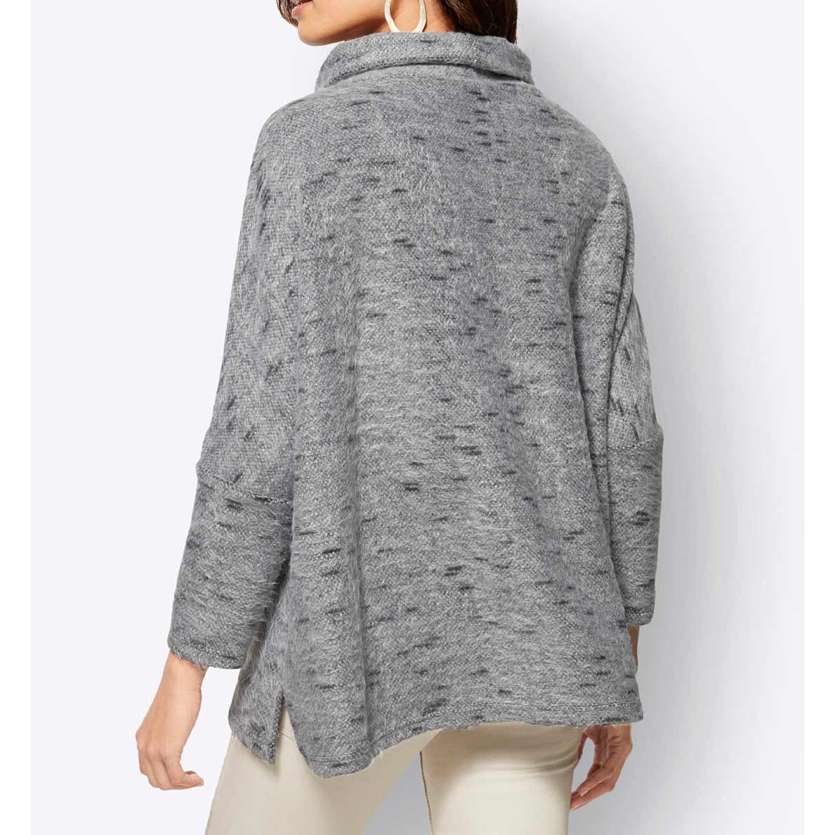 Stehkragen-Oversize-Flauschshirt grau