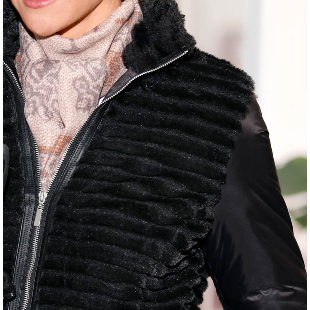 Jacke m. Webpelz schwarz