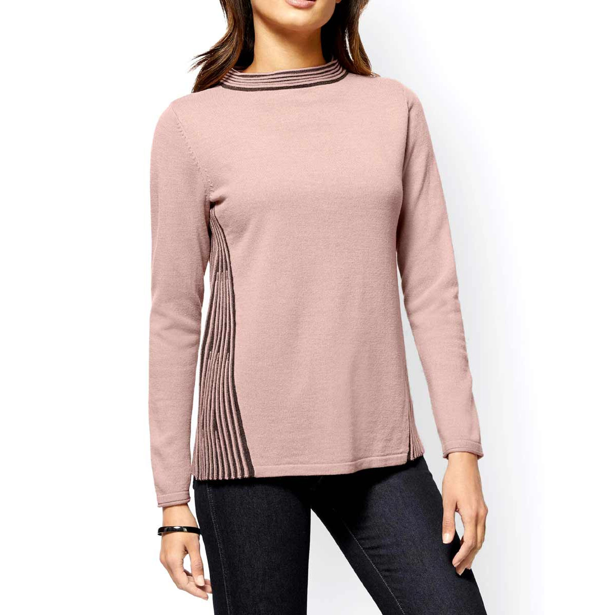 Woll-Pullover rosé-grau