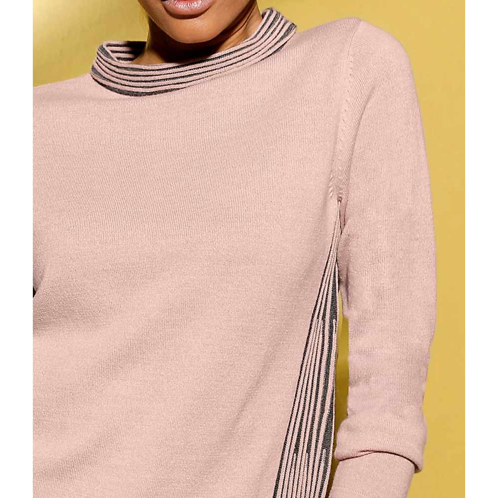 Woll-Pullover rosé-grau