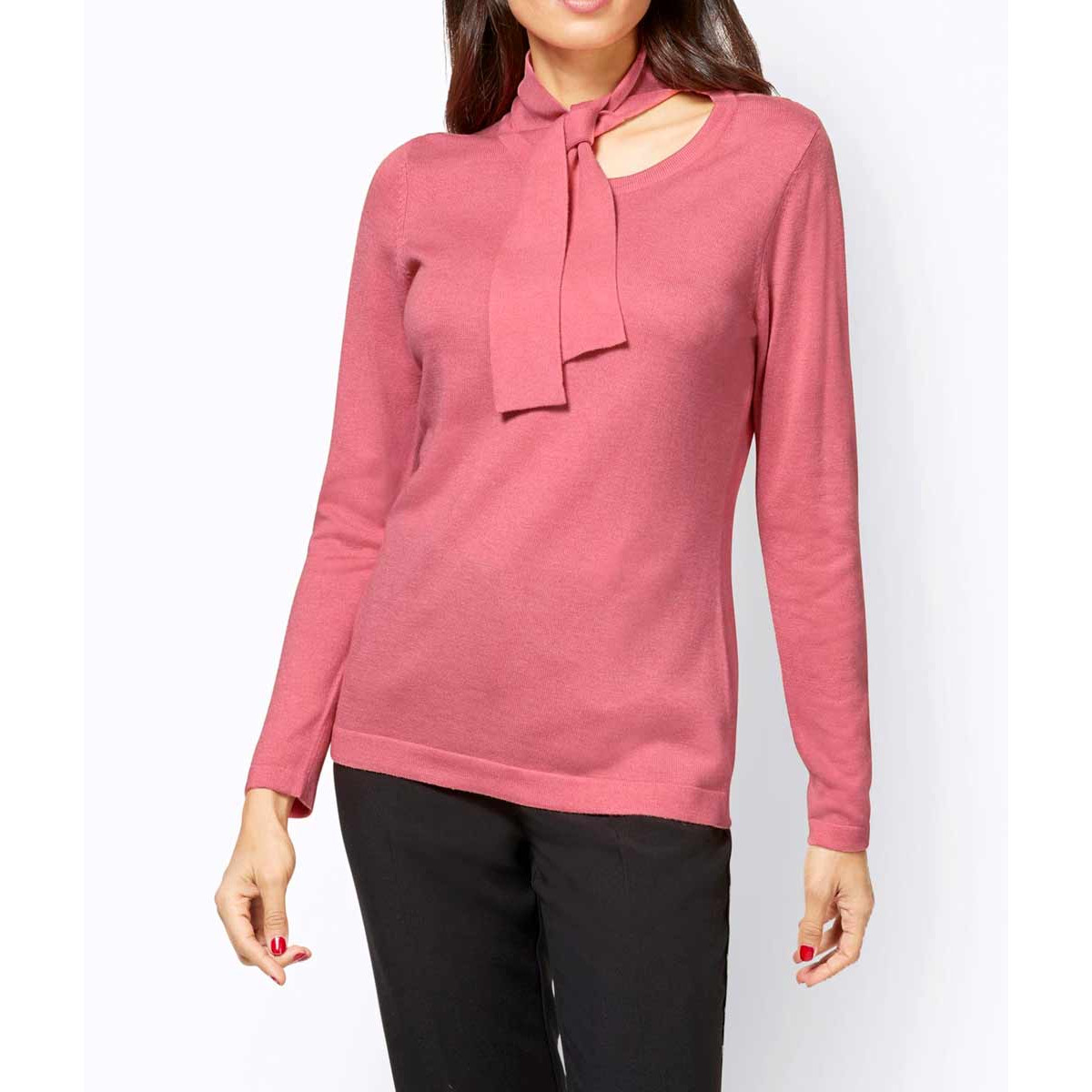 Designer-Pullover m. Schluppe flamingo