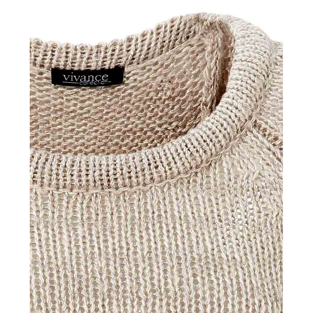Strickponcho m. Lurex beige