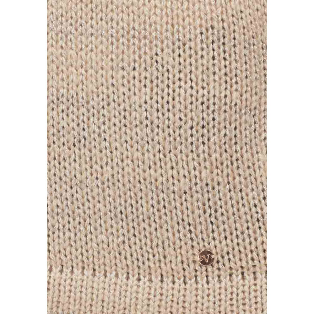Strickponcho m. Lurex beige