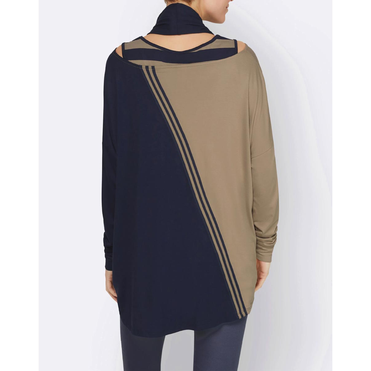 Shirt 3-Teiler marine-camel-bedruckt