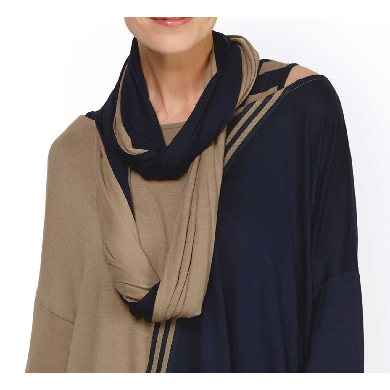 Shirt 3-Teiler marine-camel-bedruckt