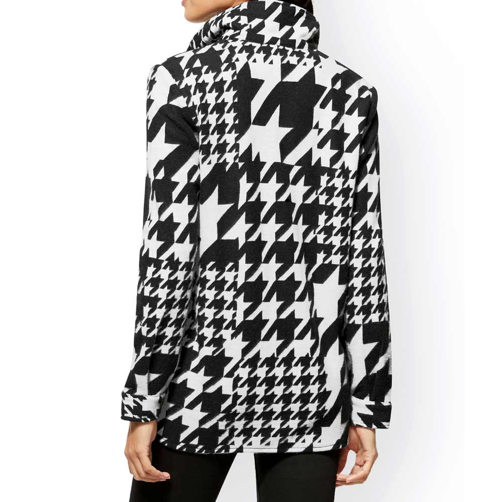 Fleece-Blusenjacke schwarz-weiß