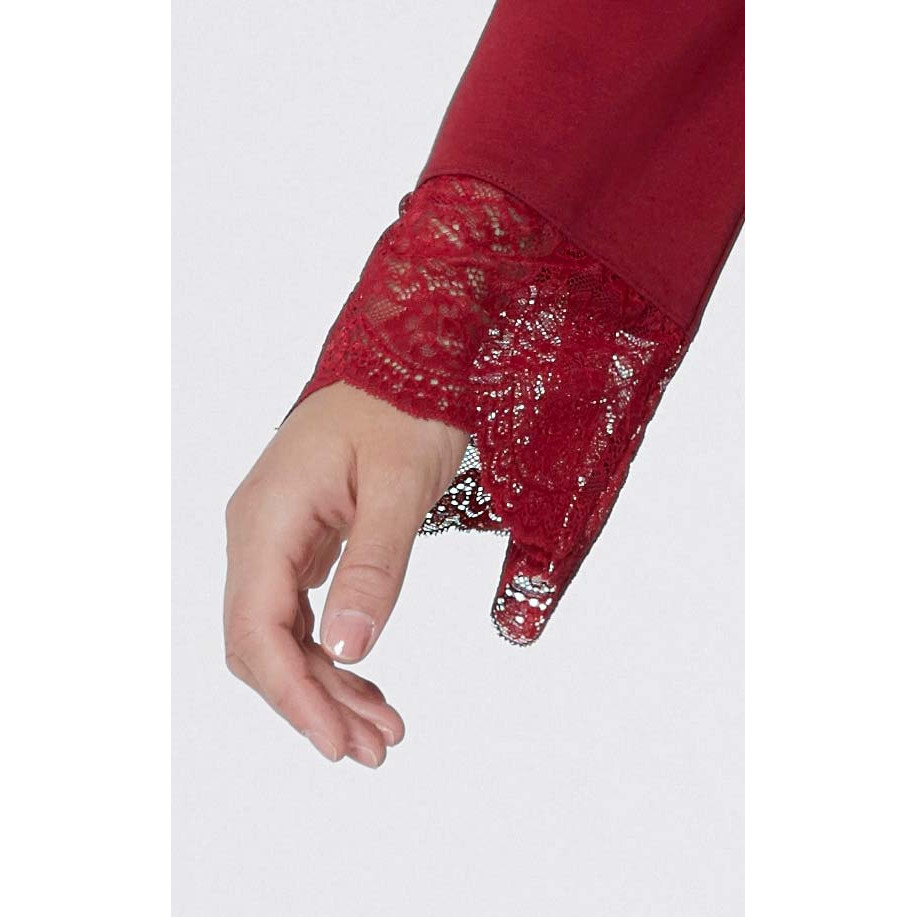 Jerseykleid m. Spitze kirschrot
