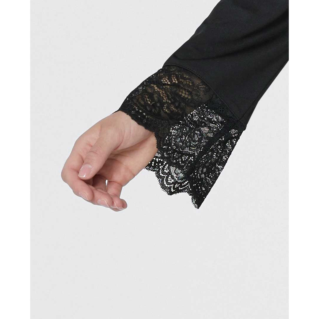 Jerseykleid m. Spitze schwarz