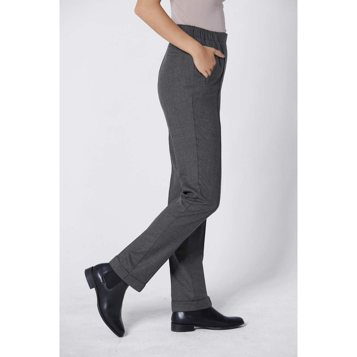 Schurwolle-Stretchhose dunkelgrau-melange