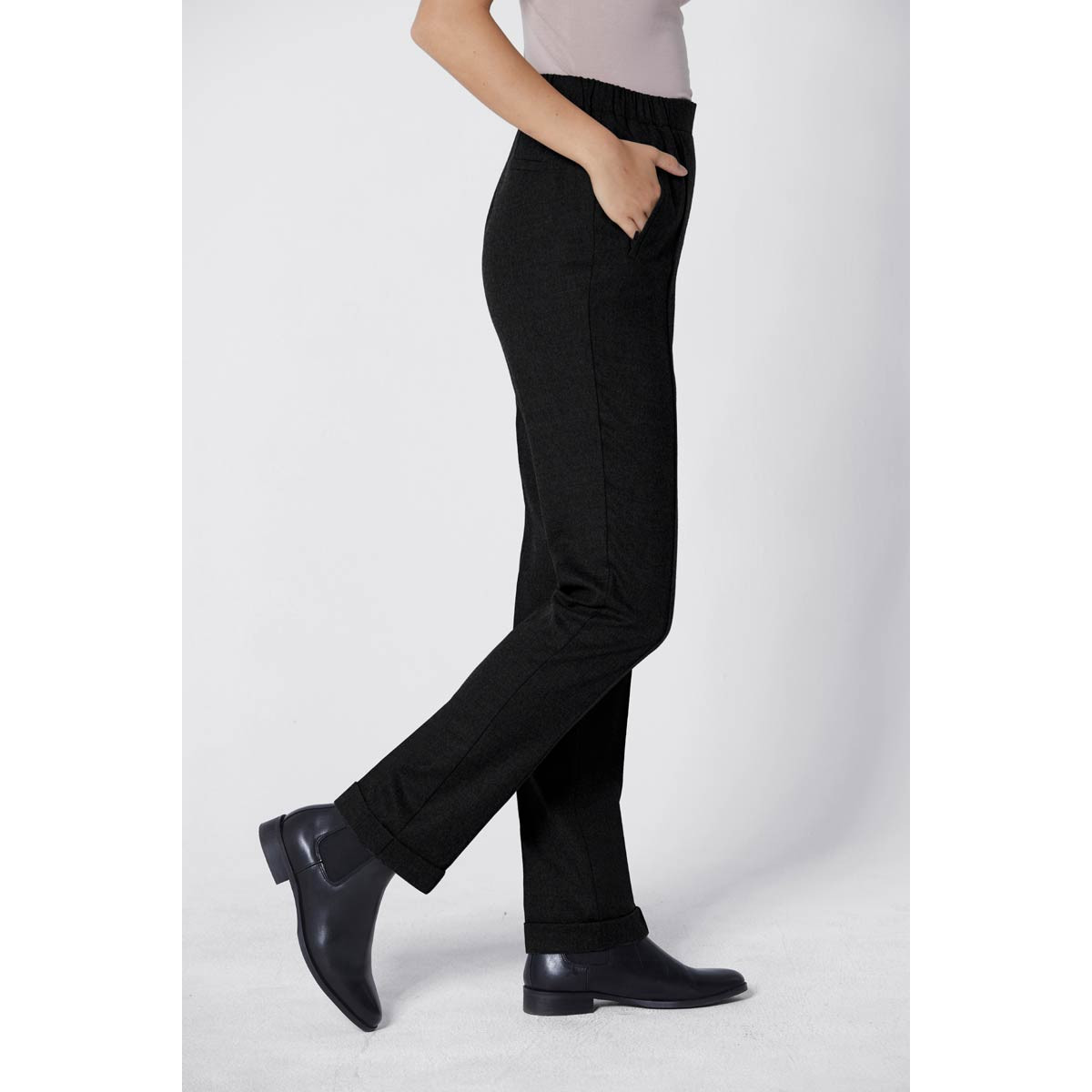 Schurwolle-Stretchhose schwarz