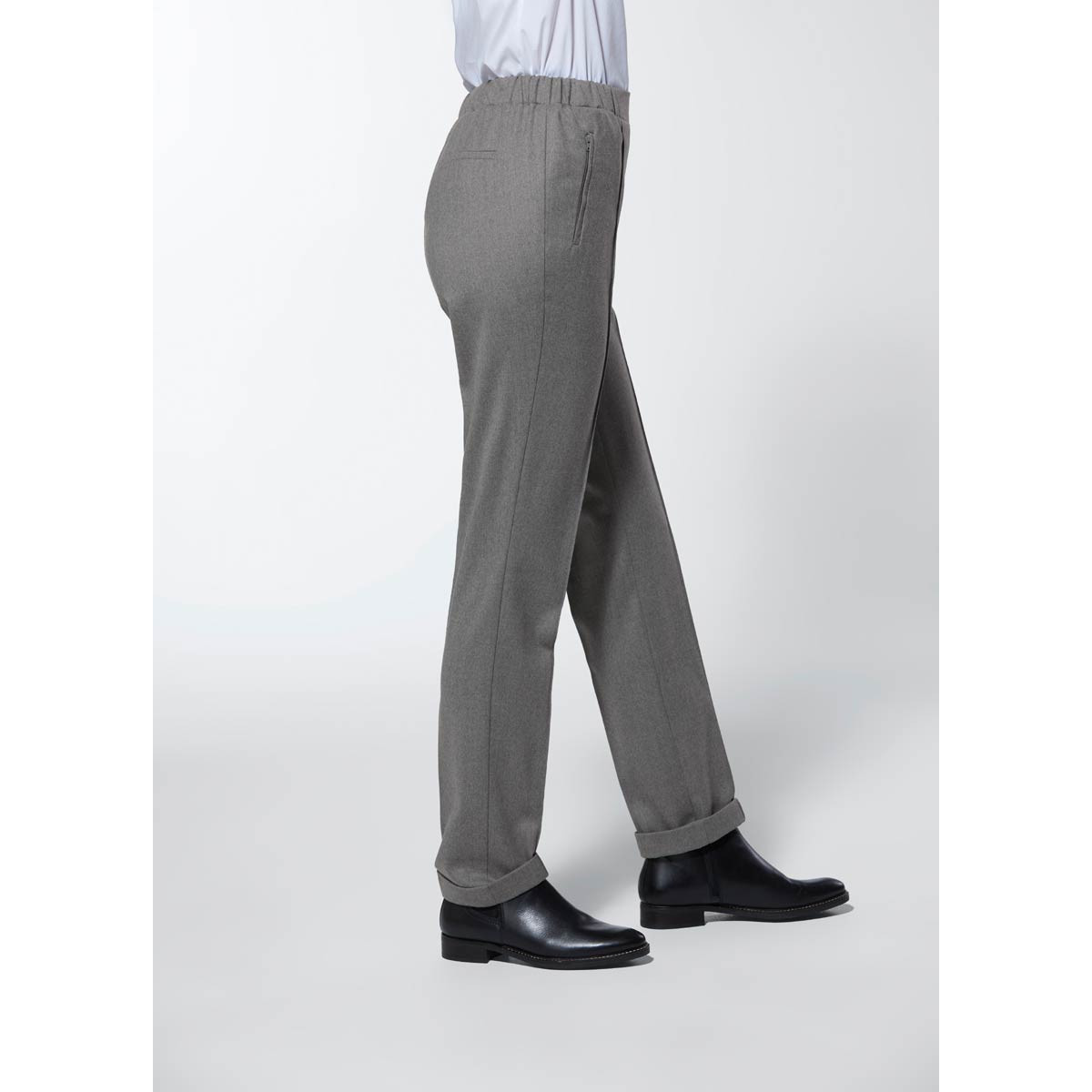 Schurwolle-Stretchhose grau-melange