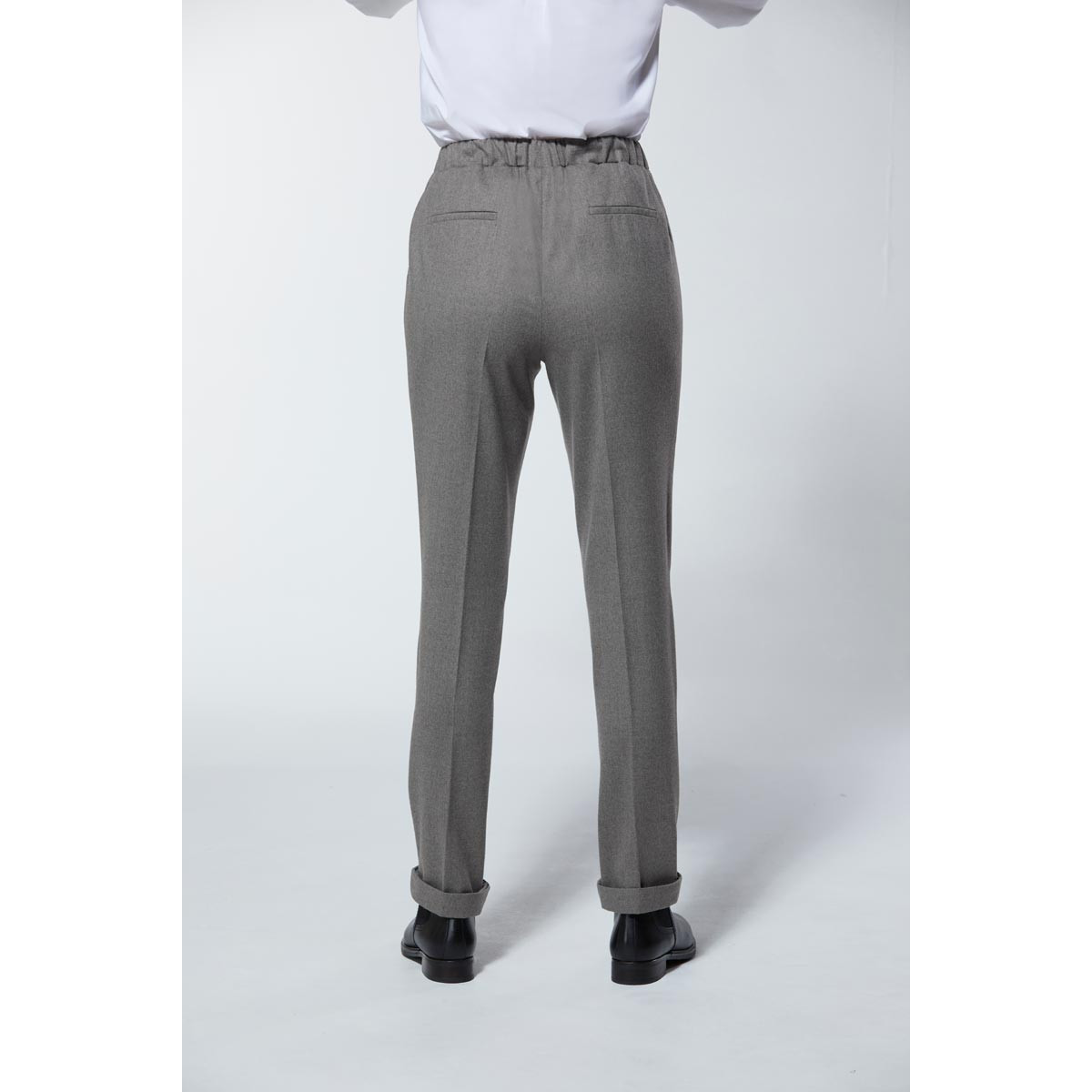 Schurwolle-Stretchhose grau-melange