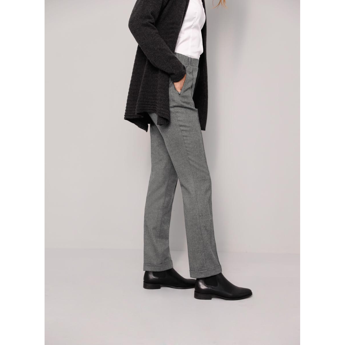 Schurwolle-Stretchhose grau-melange